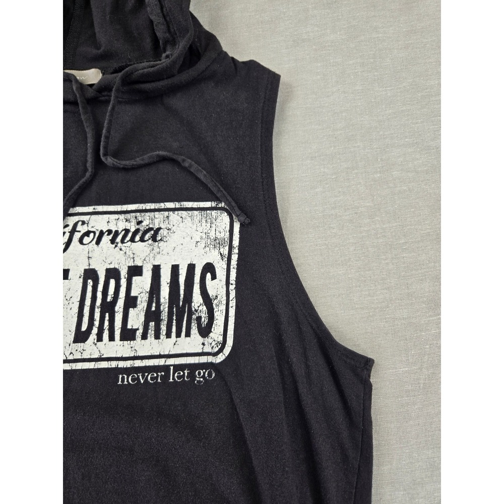 Purple Snow Women Black California City of Dreams Sleeveless Hoodie Graphic Top - Picture 6 of 10